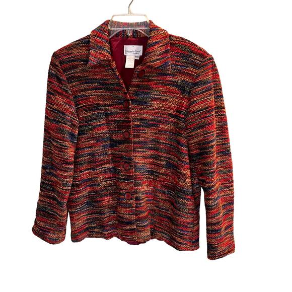 Coldwater Creek Woven Sweater Jacket Petite Small PS Multicolor Chenille Yarn - Picture 11 of 12